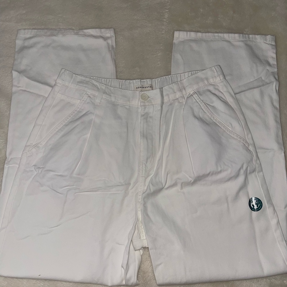 WOMENS WHITE HIGH RISE PLEATED PANTS